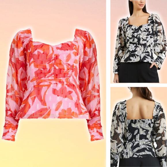 NWT FRENCH CONNECTION Ally Dinah Sweetheart Neck Top Sz 6 Rosebloom - Picture 1 of 9